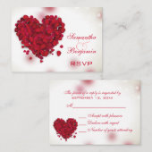 Rote Rose Petals Liebe Heart Wedding RSVP Begleitkarte (Vorne/Hinten)