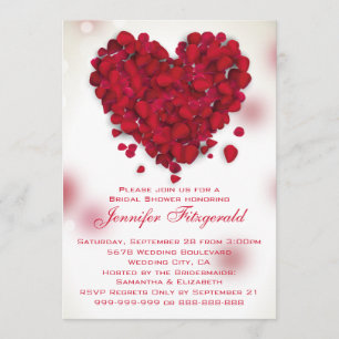 Rote Rose Petals Liebe Herz Brautparty Einladung