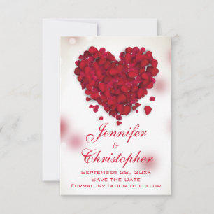 Rote Rose Petals Liebe Herz Save the Date