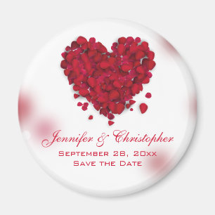 Rote Rose Petals Liebe Herz Save the Date Magnet