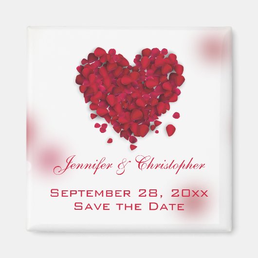 Rote Rose Petals Liebe Herz Save the Date Magnet (Vorne)