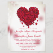 Rote Rose Petals Liebe Herzenshochzeit Einladung (Vorne/Hinten)