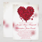 Rote Rose Petals Liebe Hochzeit Einladung (Vorne/Hinten)