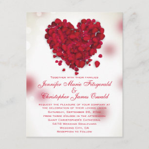 Rote Rose Petals Liebe Hochzeit Einladung