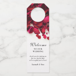 Rote Rose Petals Personalisiert Hochzeit Flaschenanhänger
