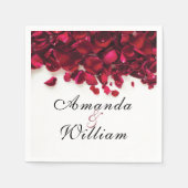 Rote Rose Petals Personalisiert Hochzeit Serviette (Vorderseite)