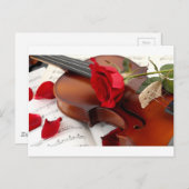 rote Rose Petals Romantische Violinmusik Postkarte (Vorne/Hinten)