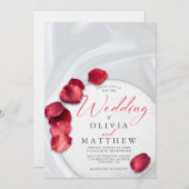 Rote Rose Petals und Satin Einladung (Vorne/Hinten)