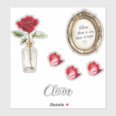 Rote Rose Petals Vase Aufkleber (Blatt)