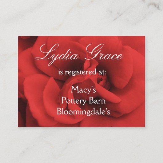Rote Rose Petals Wedding Registry Cards Begleitkarte (Vorderseite)
