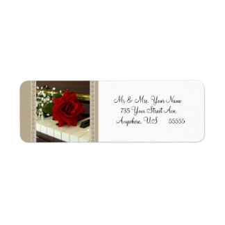Rote Rose Piano Rücksendeadressen-Aufkleber Gift T