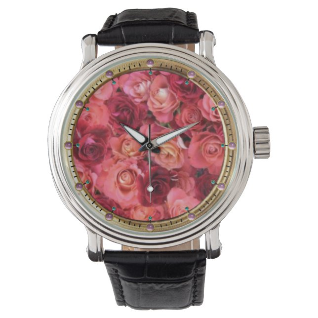 Rote Rose PINK Armbanduhr (Vorderseite)