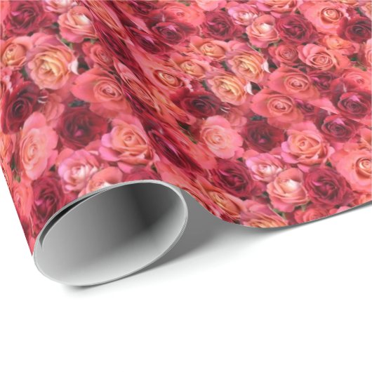 Rote Rose PINK Geschenkpapier (Rolleneckpunkt)