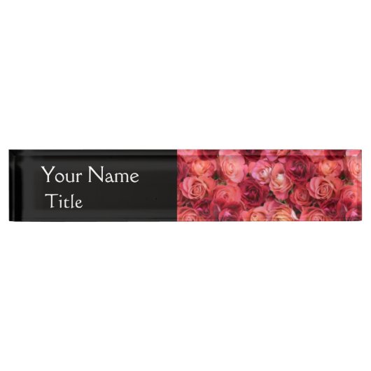 Rote Rose PINK Namensplakette (Vorderseite)