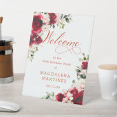 Rote Rose Pink Peony 90. Geburtstag Willkommen Sockelschild (In SItu)