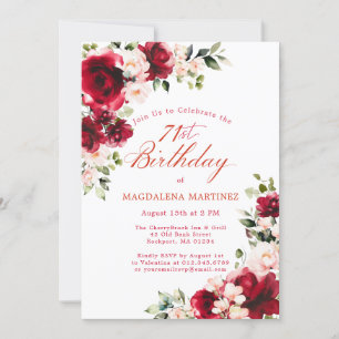 rote Rose Pink Peony Floral zum 71. Geburtstag Einladung