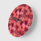 Rote Rose PINK Runde Wanduhr (Winkel)