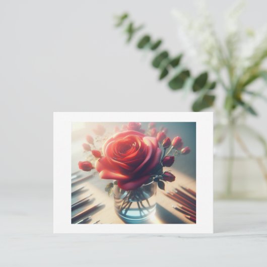 Rote Rose, Postkarte (Stehend Vorderseite)