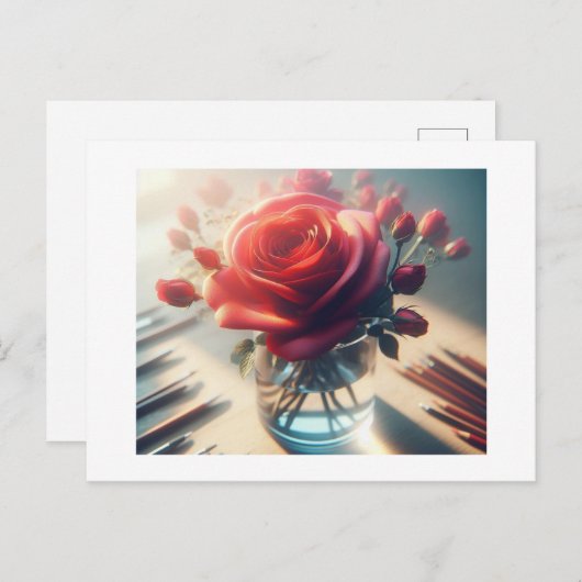 Rote Rose, Postkarte (Vorne/Hinten)