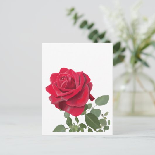 Rote Rose Postkarte (Stehend Vorderseite)