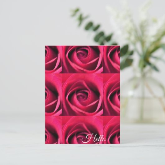 Rote Rose Postkarte (Stehend Vorderseite)