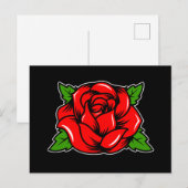 Rote Rose Postkarte (Vorne/Hinten)