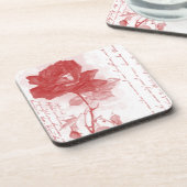Rote Rose Postkartendesign Getränkeuntersetzer (Linke Seite)