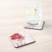 Rote Rose Postkartendesign Getränkeuntersetzer (Rechte Seite)