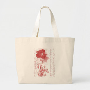 Rote Rose Postkartendesign Jumbo Stoffbeutel