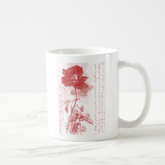 Rote Rose Postkartendesign Kaffeetasse (Rechts)