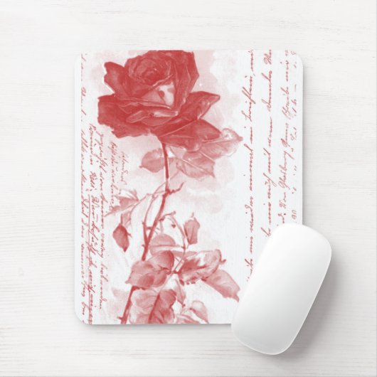 Rote Rose Postkartendesign Mousepad (Mit Mouse)