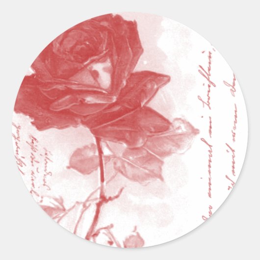 Rote Rose Postkartendesign Runder Aufkleber (Vorderseite)