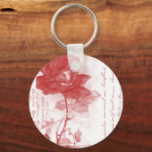 Rote Rose Postkartendesign Schlüsselanhänger (Vorderseite)