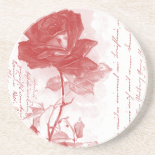 Rote Rose Postkartendesign Untersetzer