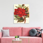 Rote Rose Premium Wrapped Canvas (Glanz) Leinwanddruck (Insitu (Wohnzimmer))