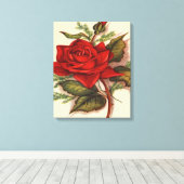 Rote Rose Premium Wrapped Canvas (Glanz) Leinwanddruck (Insitu (Holzboden))