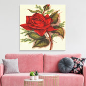 Rote Rose Premium Wrapped Canvas (Glanz) Leinwanddruck (Insitu (Wohnzimmer))