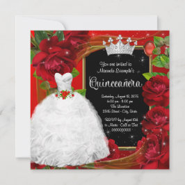 Rote Rose Princess Quinceanera Einladung