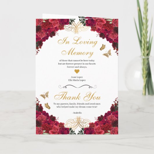 Rote Rose Princess Tiara Quinceanera Programm (Rückseite)