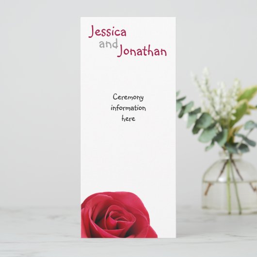 Rote Rose-Programmkarte Programm (Stehend Vorderseite)