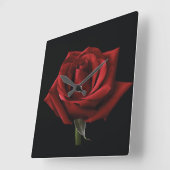 Rote Rose Quadratische Wanduhr (Winkel)