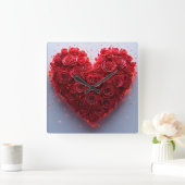 Rote Rose Quadratische Wanduhr (Zuhause)