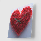 Rote Rose Quadratische Wanduhr (Winkel)