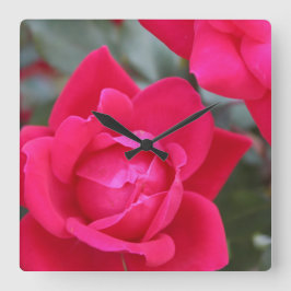 ROTE ROSE QUADRATISCHE WANDUHR