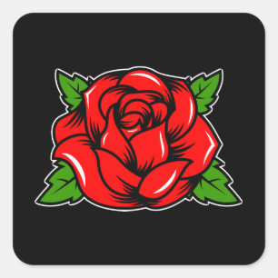 Rote Rose Quadratischer Aufkleber