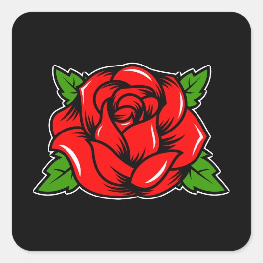 Rote Rose Quadratischer Aufkleber (Vorderseite)