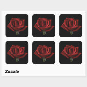Rote Rose Quadratischer Aufkleber (Blatt)