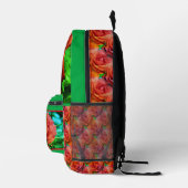 Rote Rose Raindrops Blume Abstrakt Personalisiert Bedruckter Rucksack (Rechts)
