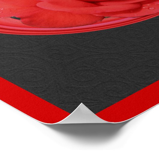 Rote Rose Raindrops Design Blumenplakat Poster (Ecke)