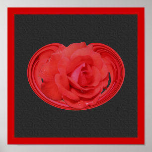 Rote Rose Raindrops Design Blumenplakat Poster